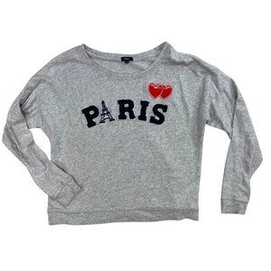 Rails Kelli Paris Appliqué Sweatshirt Women's Size Medium Cotton Modal Gray Knit